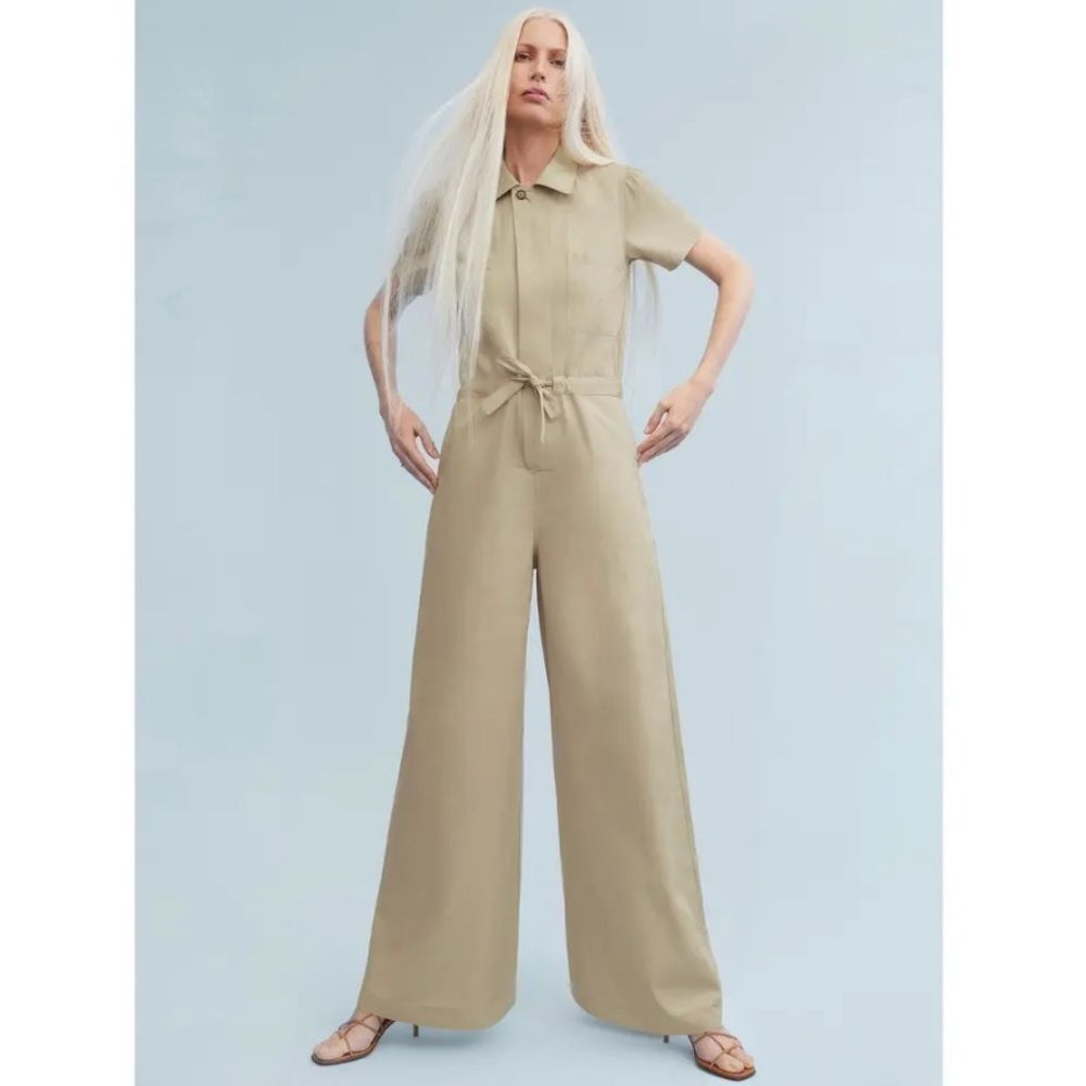 G. Label by Goop Christina Wide Leg Shirt Jumpsuit Size 10 Retail $650